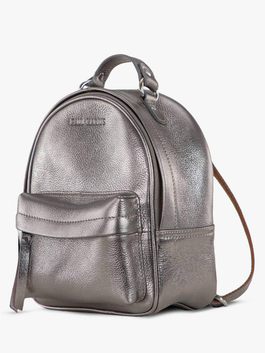 photo-vue-de-dos-petit-sac-a-dos-cuir-femme-argente-lemini-intrepide-acier-paul-marius-m37s-gm