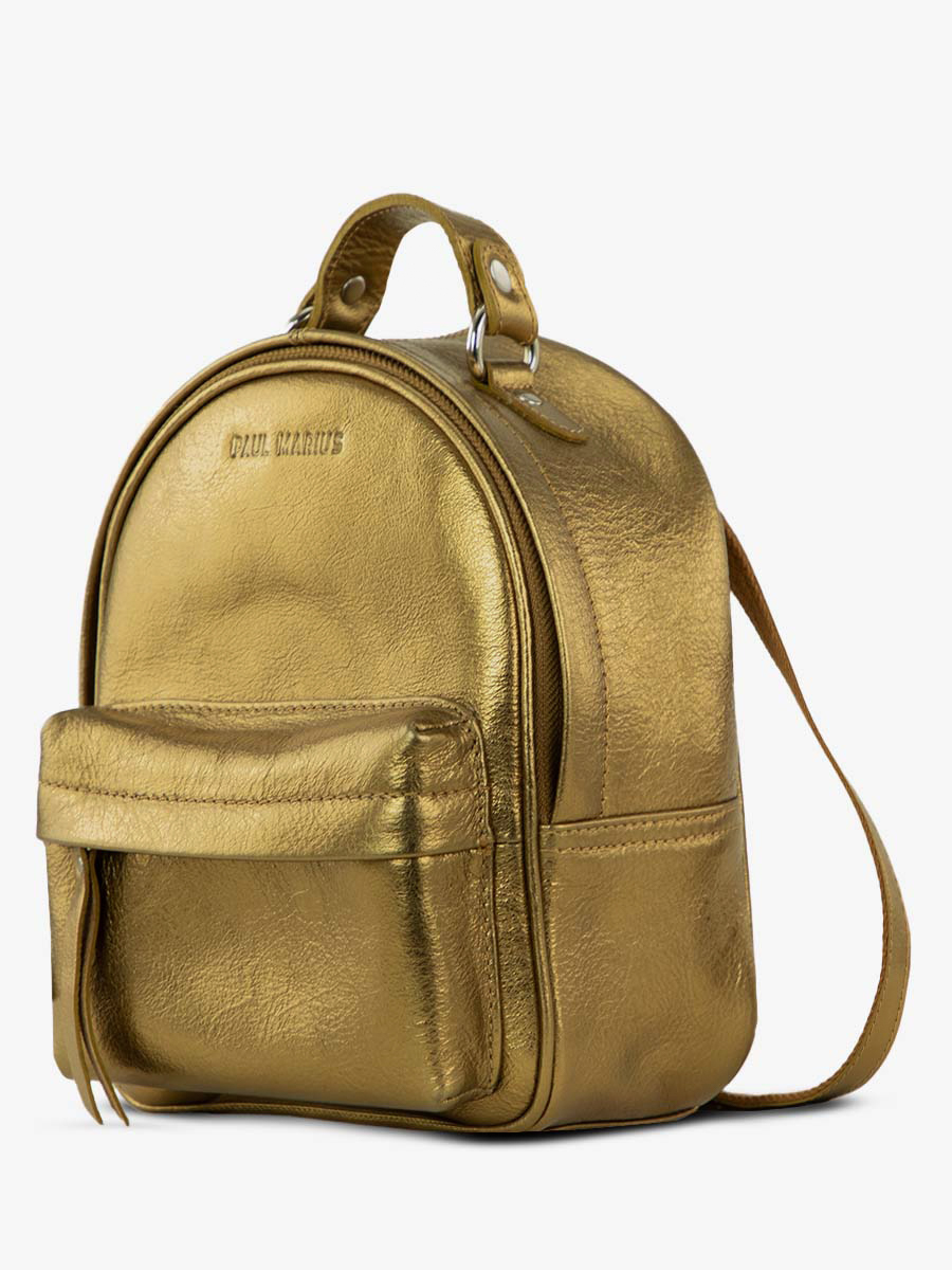 photo-vue-de-cote-petit-sac-a-dos-cuir-femme-dore-lemini-intrepide-bronze-paul-marius-m37s-og