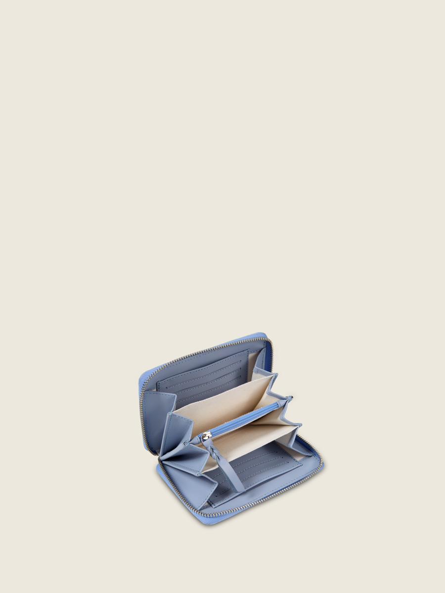 Portefeuille en cuir violet LePortefeuille Alice - Lavande vue interieure