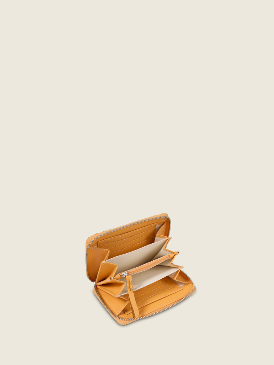 Portefeuille en cuir orange LePortefeuille Alice - Orangeade vue interieure