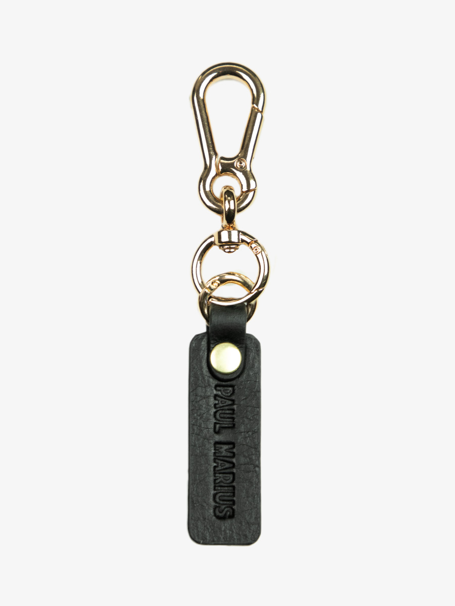 photo-vue-de-face-porte-cles-cuir-noir-leporte-cles-breloque-noir-paul-marius-lkc-logo-b