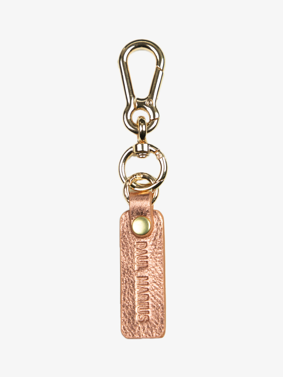 photo-vue-de-face-porte-cles-cuir-or-rose-leporte-cles-breloque-or-rose-paul-marius-lkc-logo-g-pi