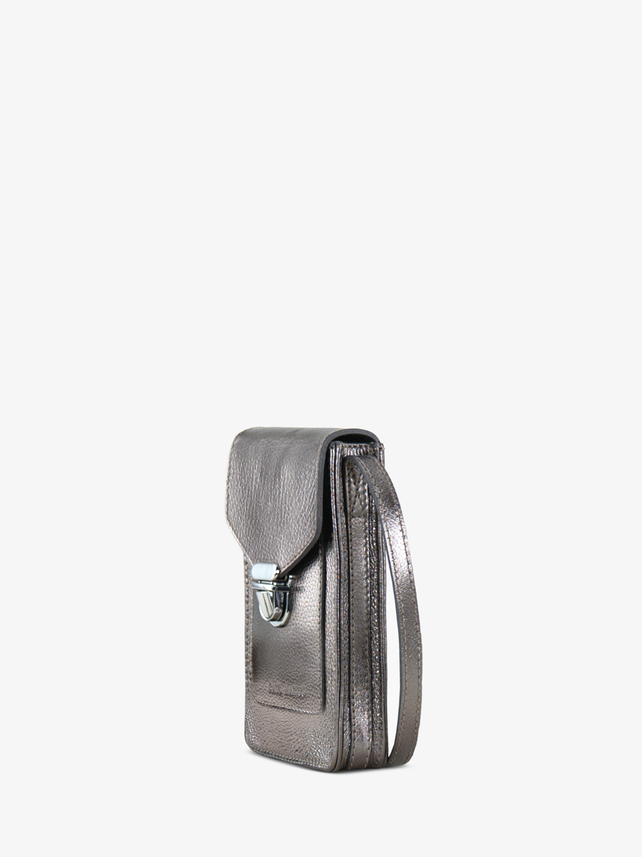 sac-telephone-cuir-argente-leporte-telephone-acier-vue-cote-m88-gm