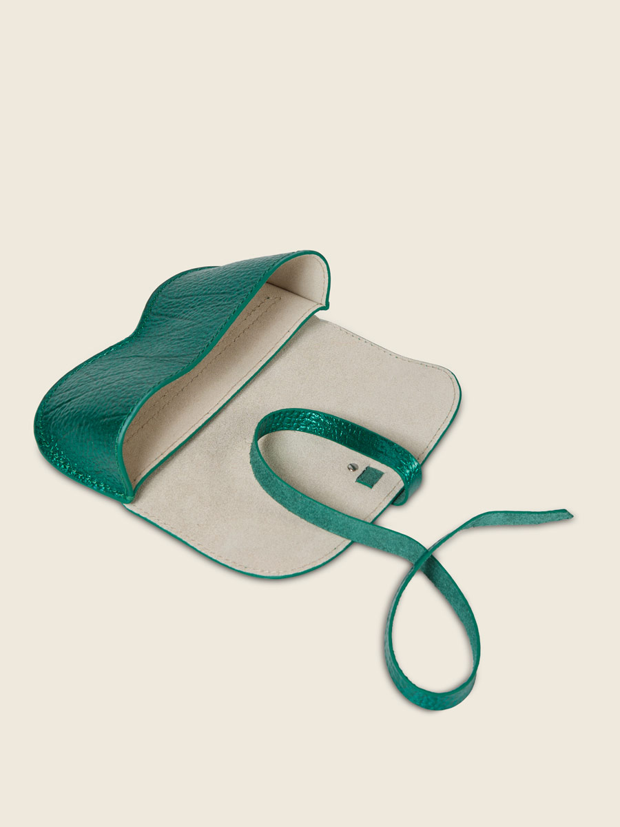 Etui à lunette en cuir bleu pour femme - vue cote