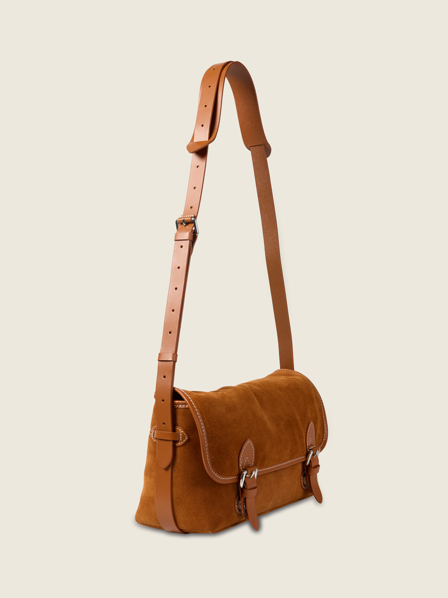 Sac bandoulière en daim Loulou  - Fauve vue dos