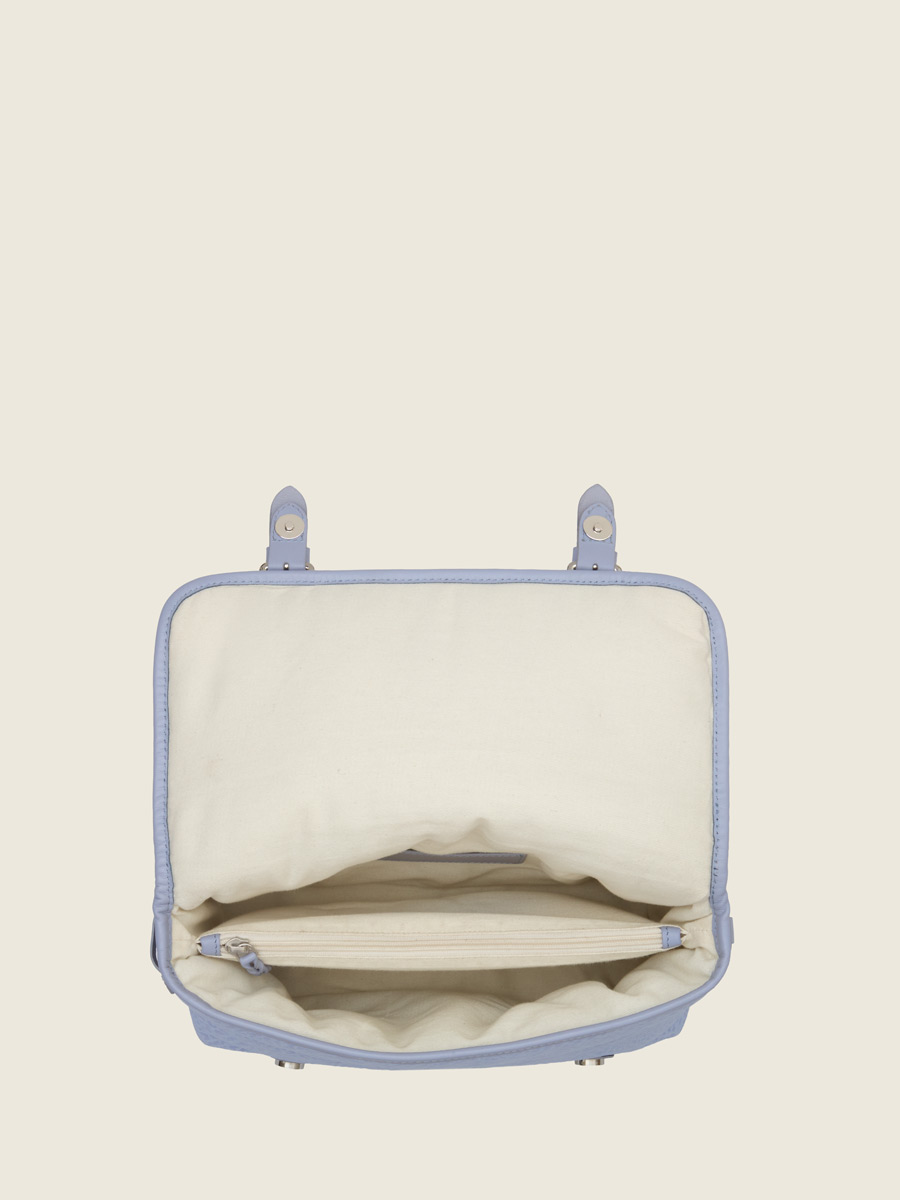 Sac bandoulière en cuir violet Loulou  - Lavande photo focus matiere