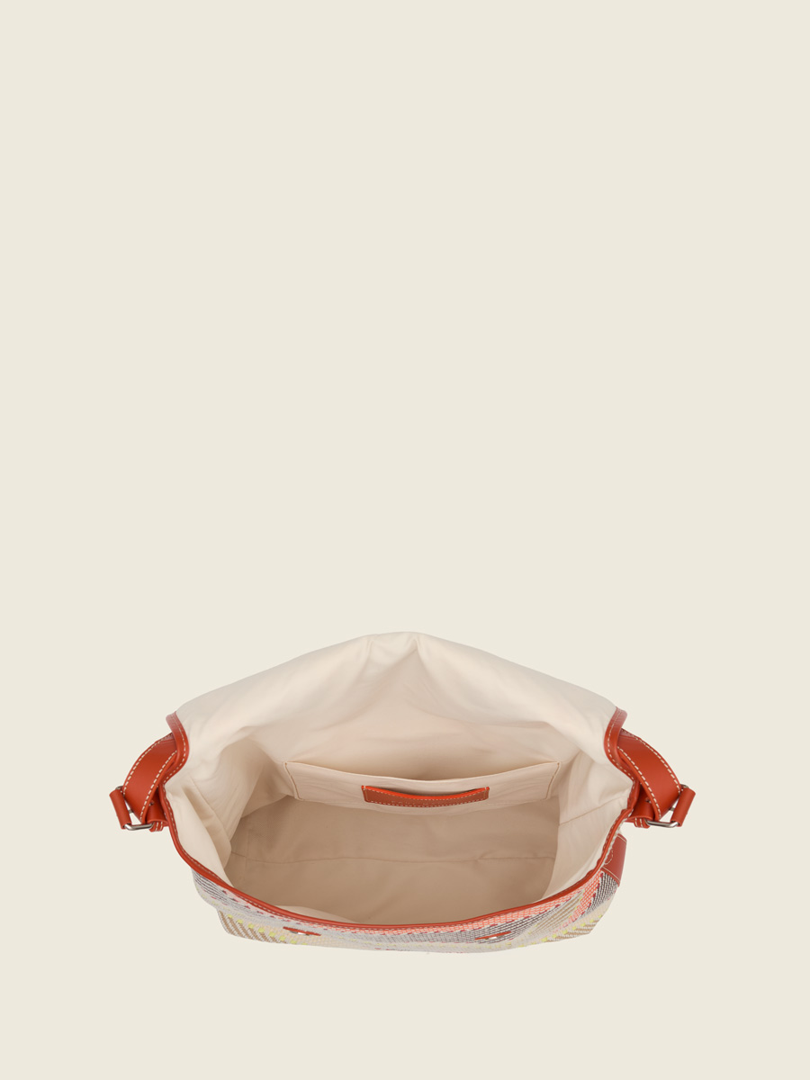 Grand sac bandoulière raphia multicolore Loulou L Raphia - Multicolore vue interieure