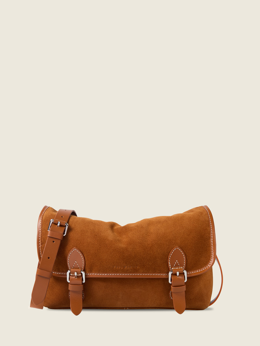 Sac bandoulière en daim Loulou  - Fauve vue face