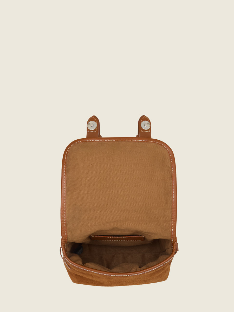 Mini sac bandoulière en daim Loulou S - Fauve photo focus matiere