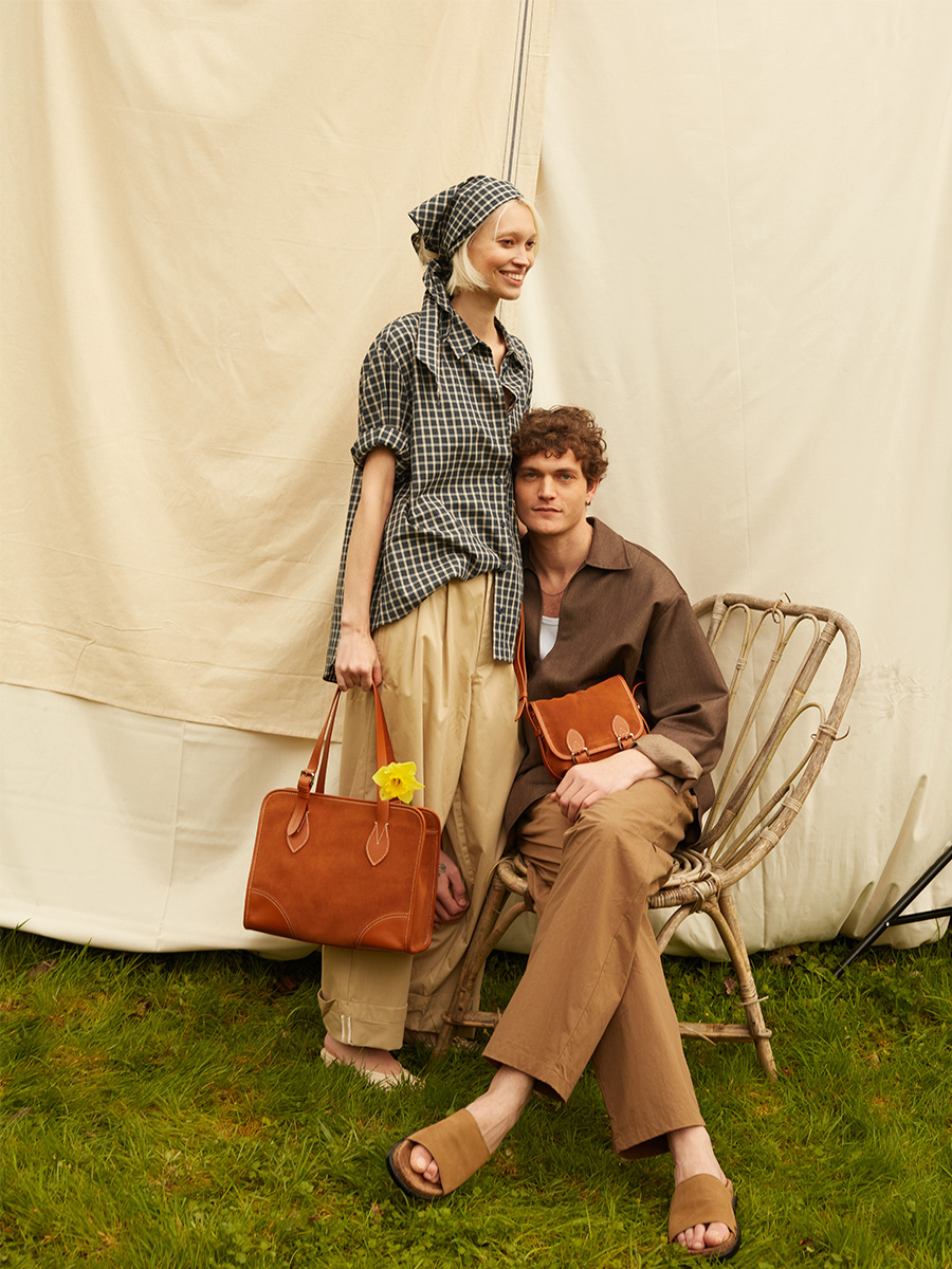 Sac cabas en daim LeCabas  - Fauve vue cote