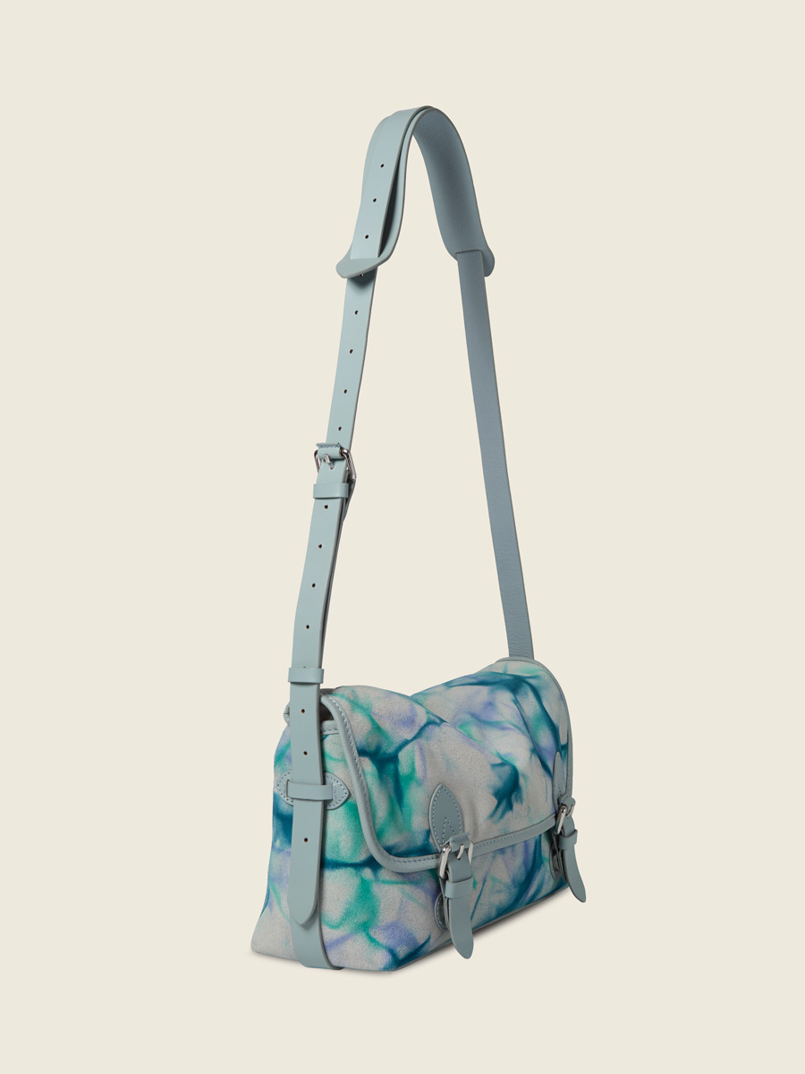 Sac bandoulière en cuir bleu Loulou - Tie & Dye Bleu vue dos