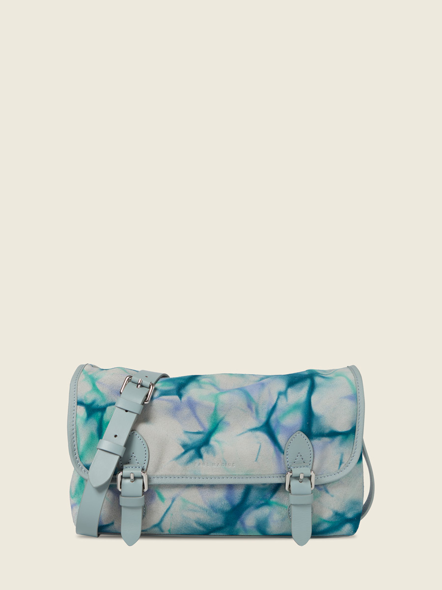 Sac bandoulière en cuir bleu Loulou - Tie & Dye Bleu vue face