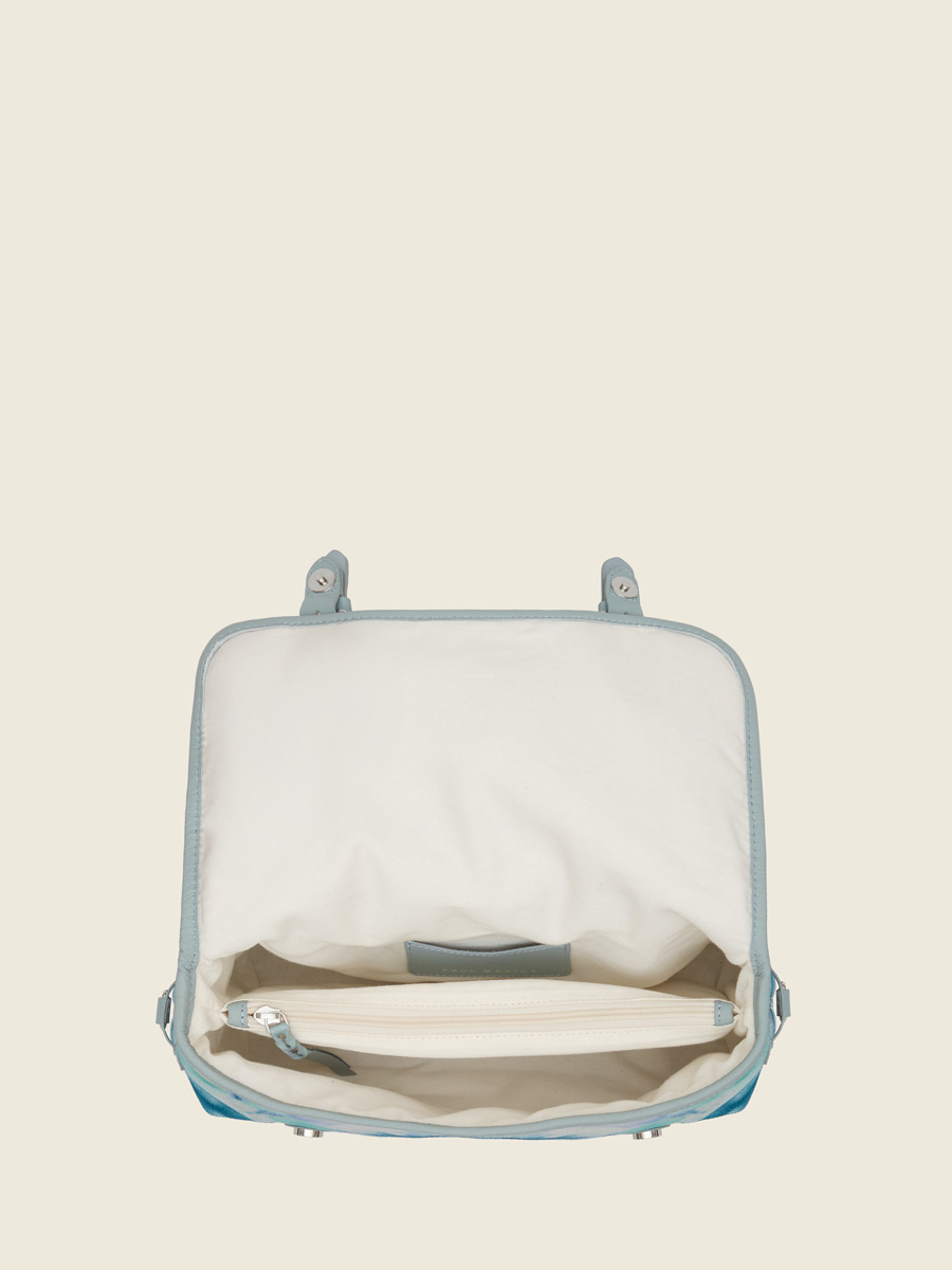 Sac bandoulière en cuir bleu Loulou - Tie & Dye Bleu vue portee