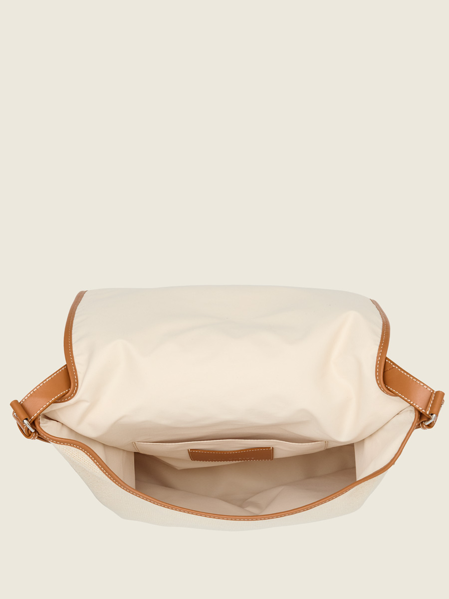 Sac bandoulière XL en toile beige Loulou XL Escapade - Toile beige photo focus matiere