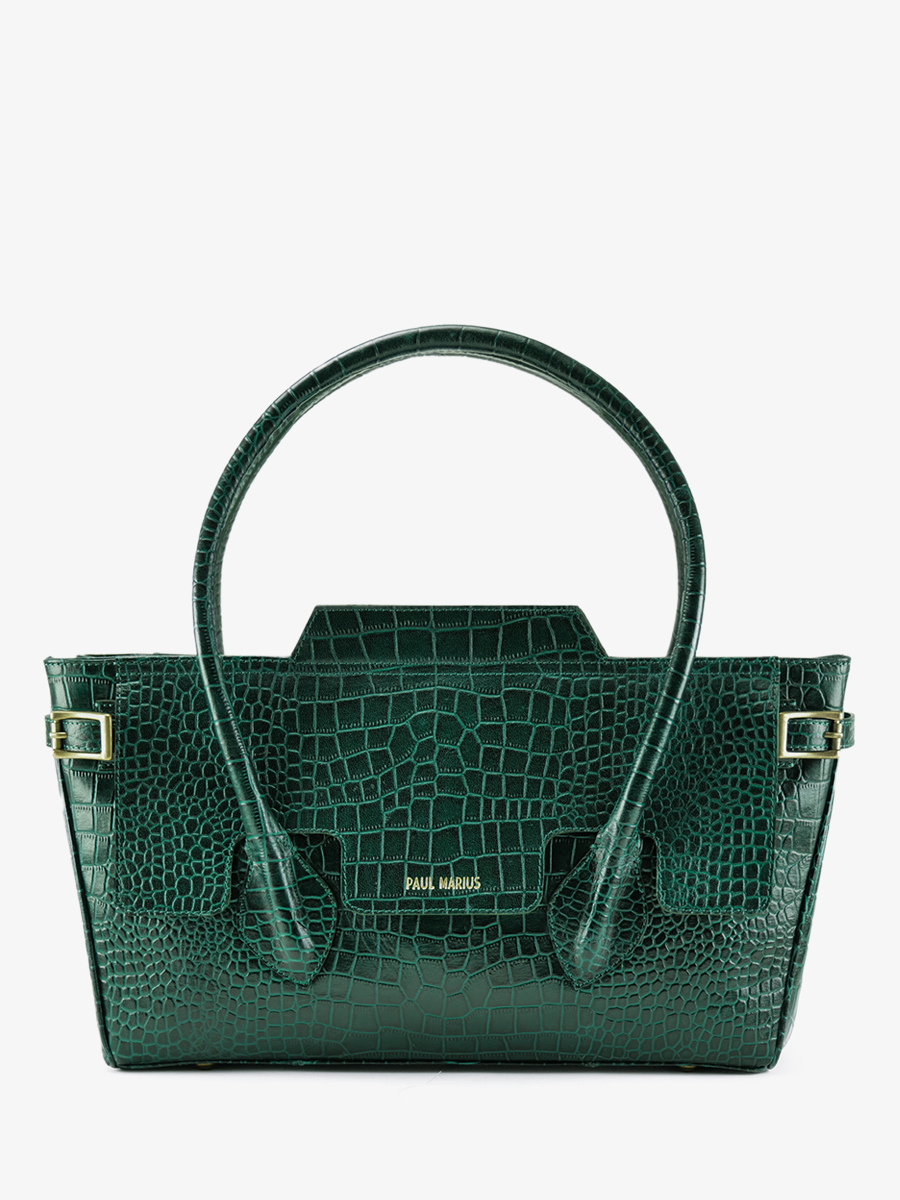 photo-vue-de-cote-sac-main-cuir-femme-madeleine-alligator-vert-paul-marius-w31-a-dg