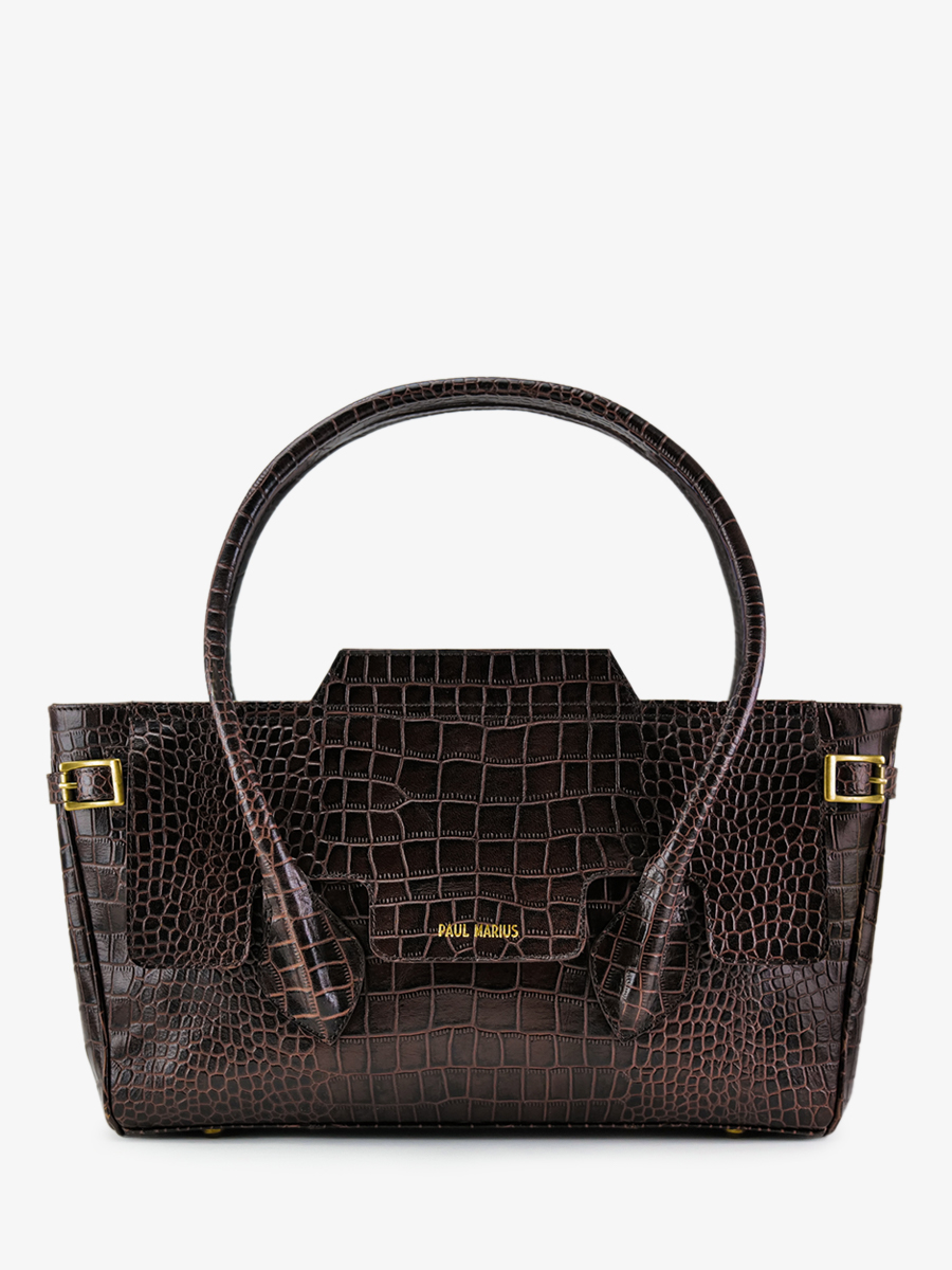 photo-vue-de-face-sac-main-cuir-femme-madeleine-alligator-marron-paul-marius-w31-a-db