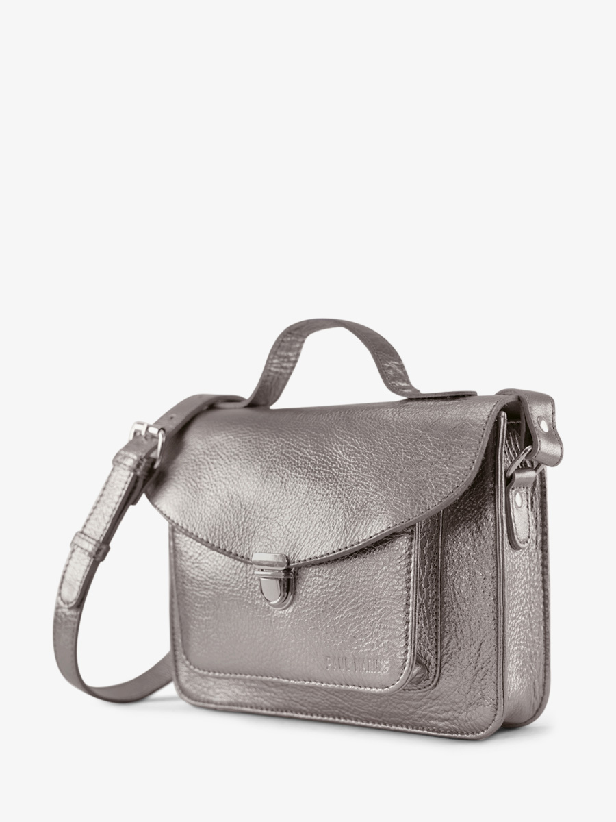 Mademoiselle George Acier sac bandouli re en cuir argent femme