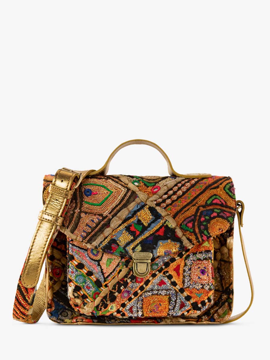 Mademoiselle George Jaipur Bronze sac a main en cuir dore pour femme PAUL MARIUS