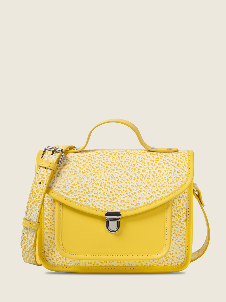 Sac à main en cuir jaune Mademoiselle George - Citronnade vue face