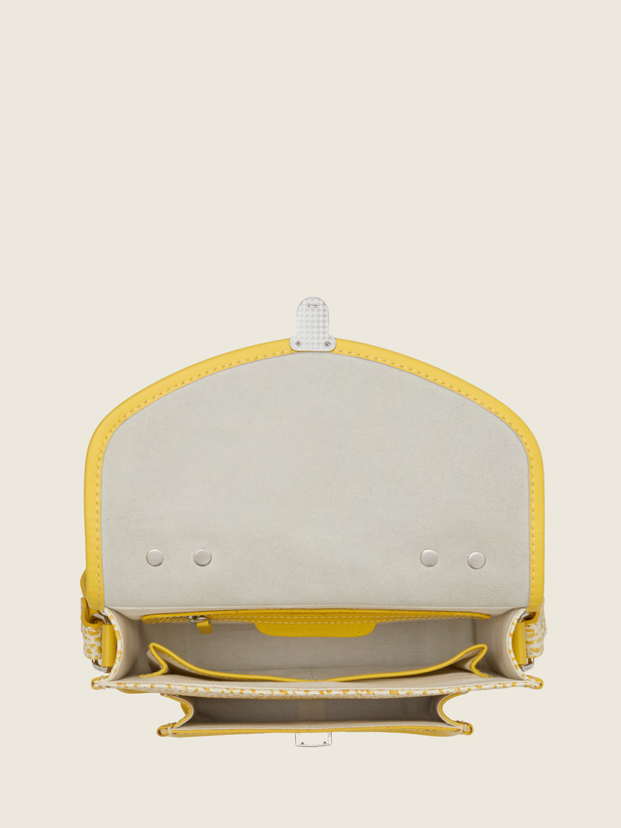 Sac à main en cuir jaune Mademoiselle George - Citronnade photo focus matiere