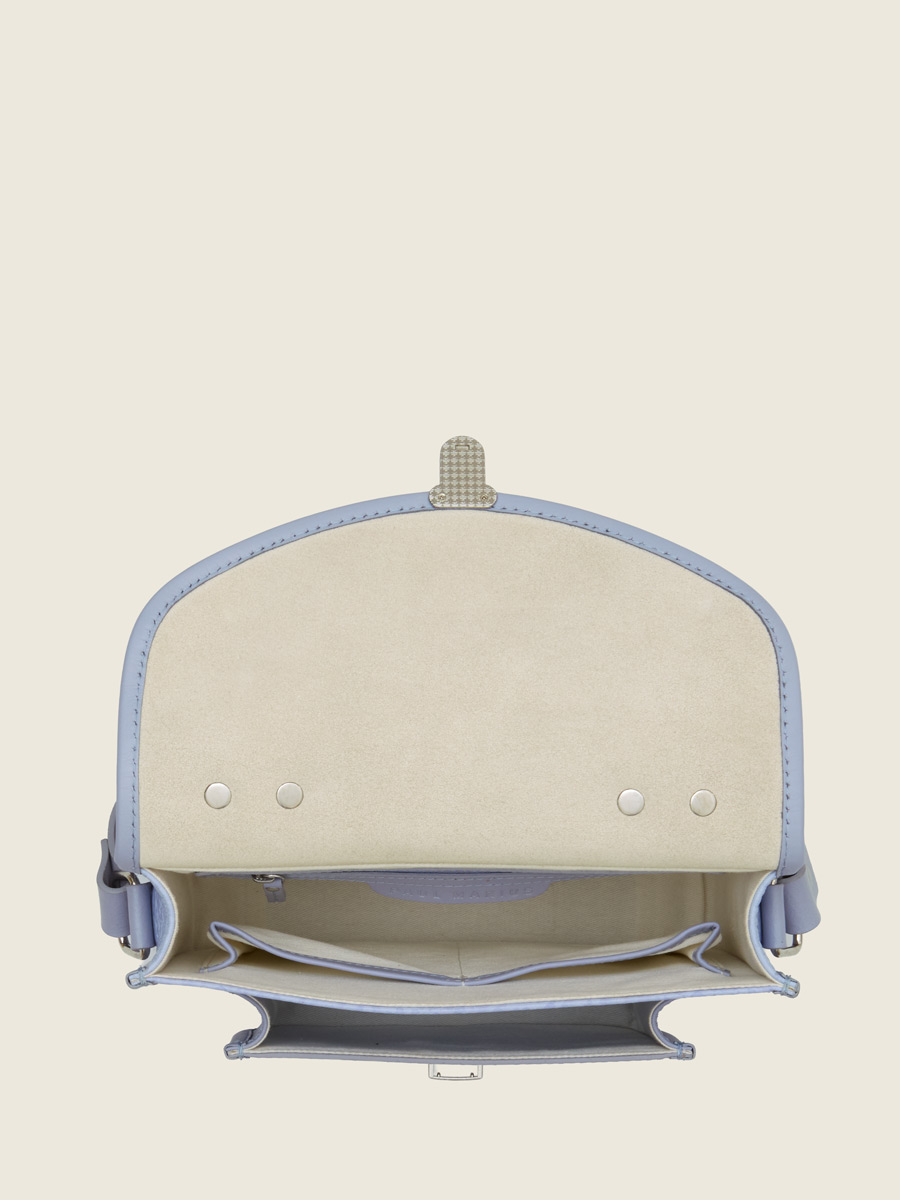 Sac à main en cuir violet Mademoiselle George - Lavande photo focus matiere