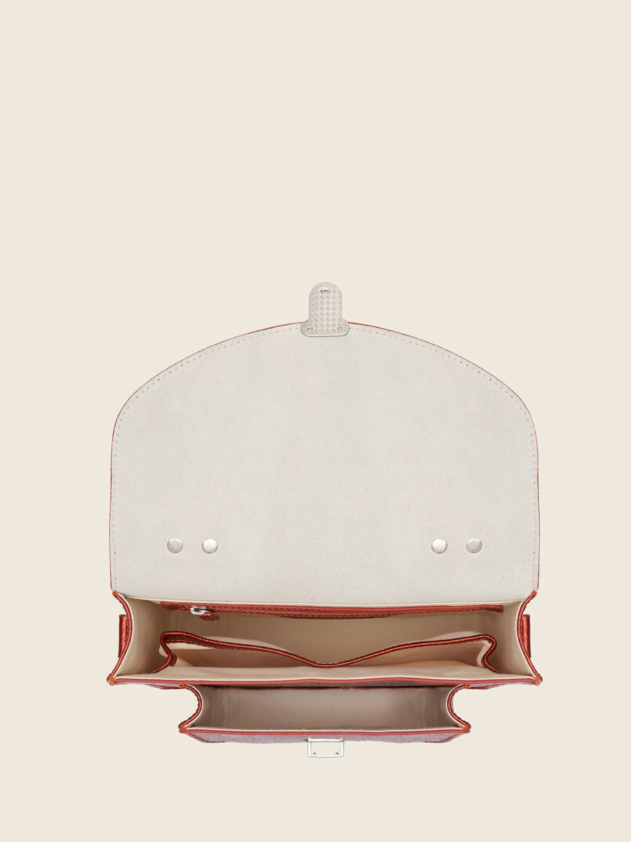 Sac à main en cuir rouge Mademoiselle George - Star Flamme vue interieure