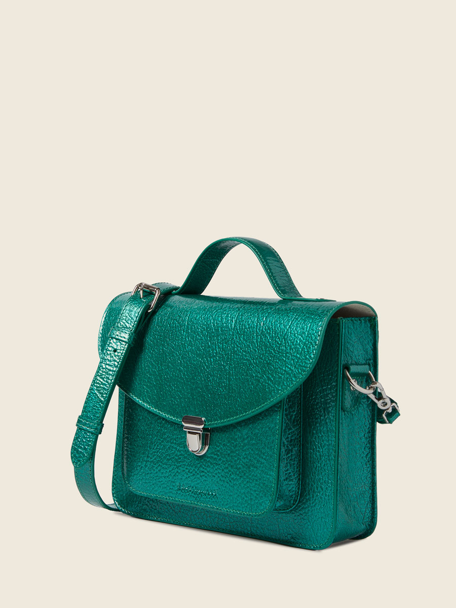 Sac à main en cuir bleu Mademoiselle George - Star Lagon vue cote