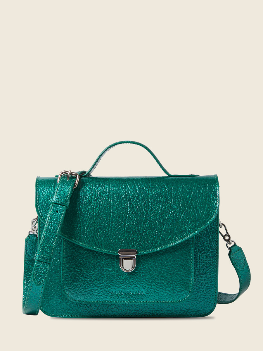 Sac à main en cuir bleu Mademoiselle George - Star Lagon vue face