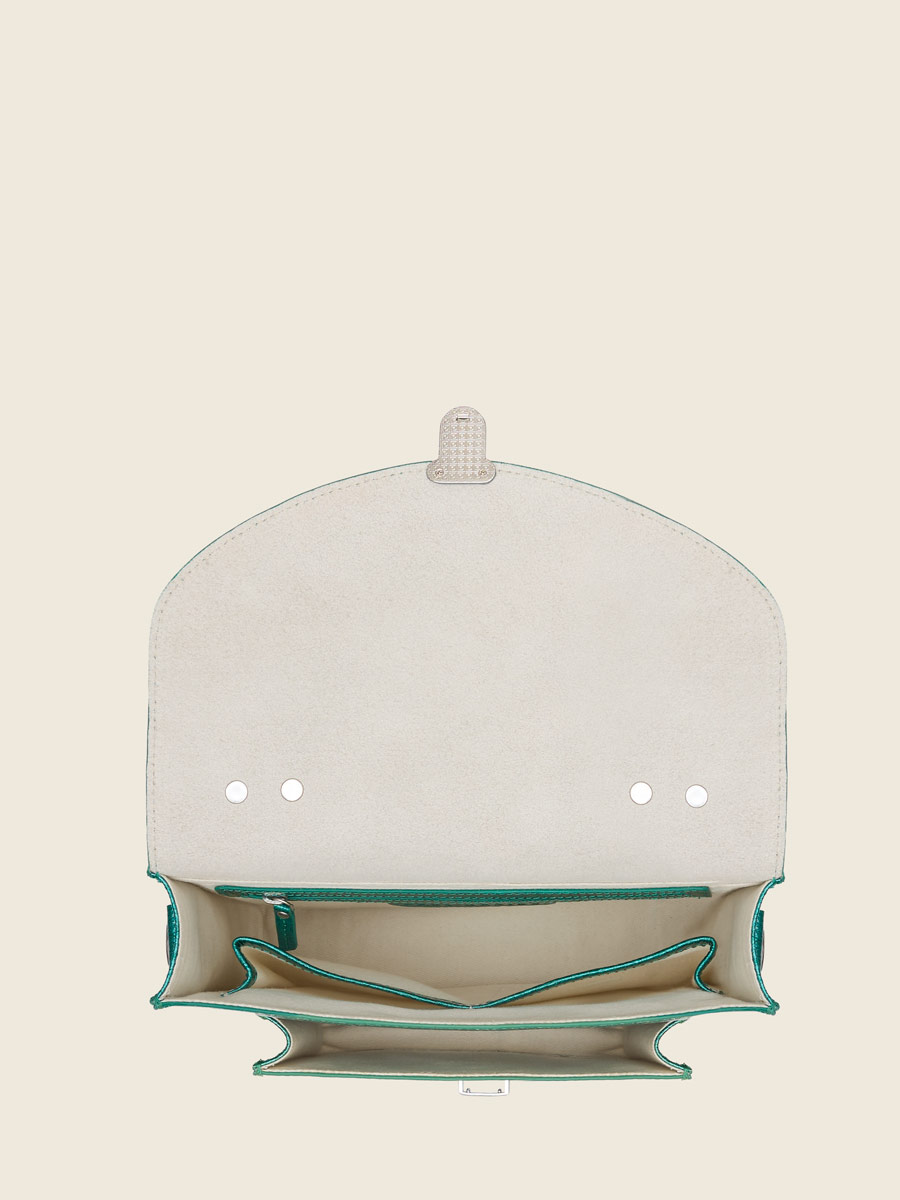 Sac à main en cuir bleu Mademoiselle George - Star Lagon vue interieure