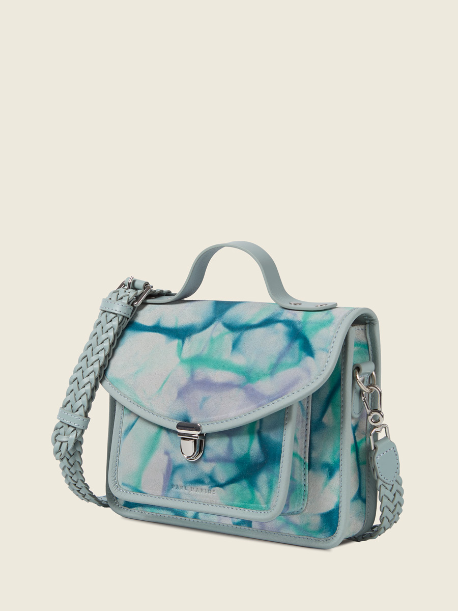 Sac à main en cuir bleu Mademoiselle George - Tie & Dye Bleu vue dos
