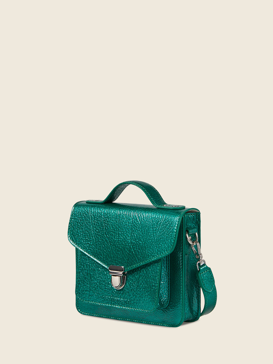 Petit sac à main en cuir bleu Mademoiselle George XS - Star Lagon vue cote