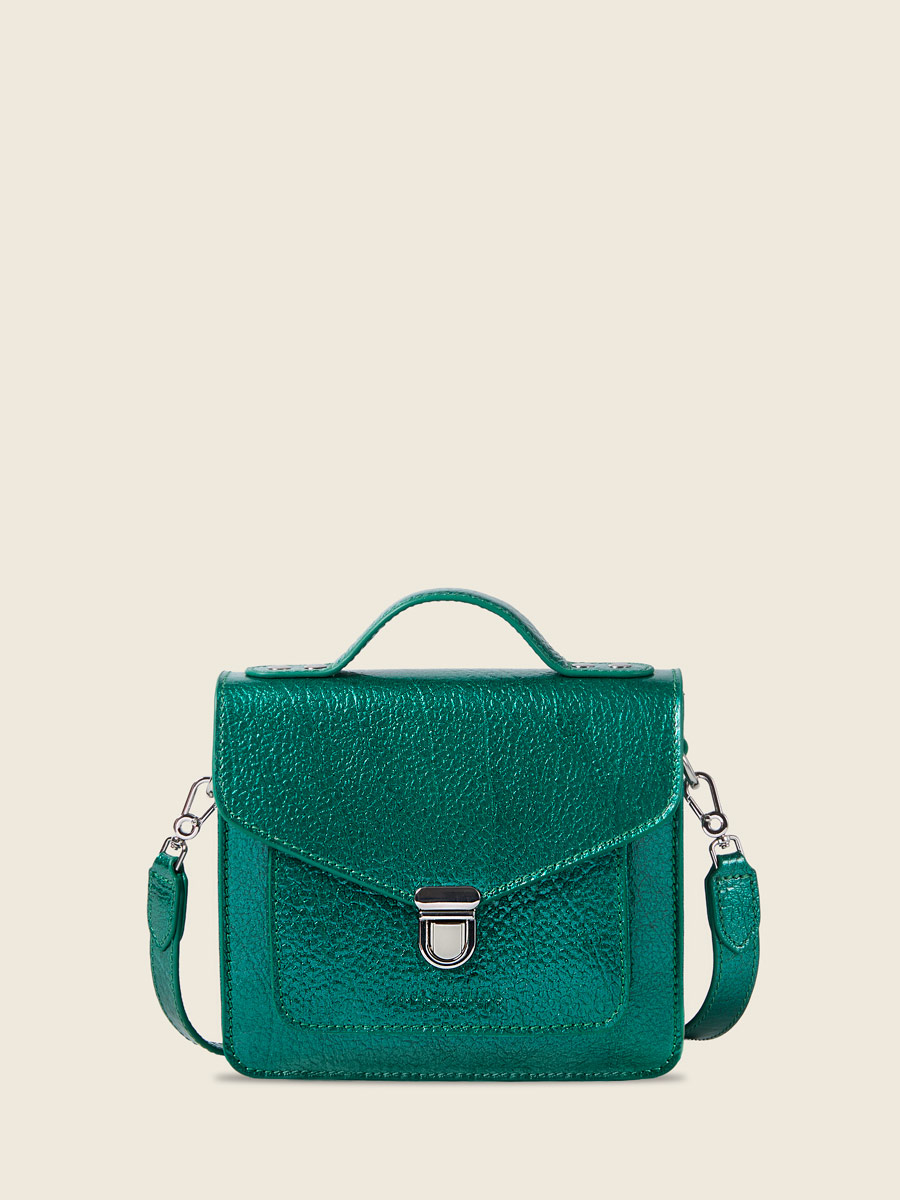 Petit sac à main en cuir bleu Mademoiselle George XS - Star Lagon vue face