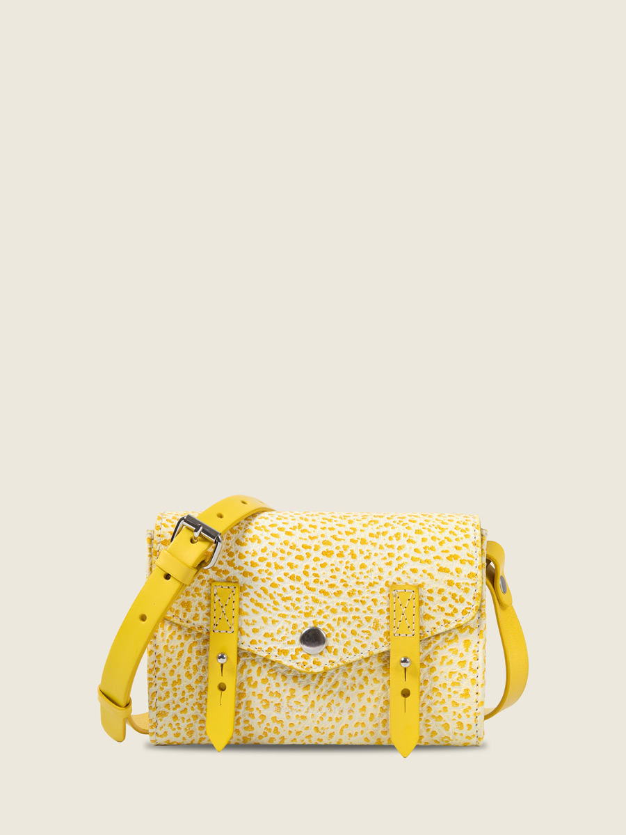 Petit sac bandoulière en cuir jaune LeMini Indispensable - Citronnade vue face