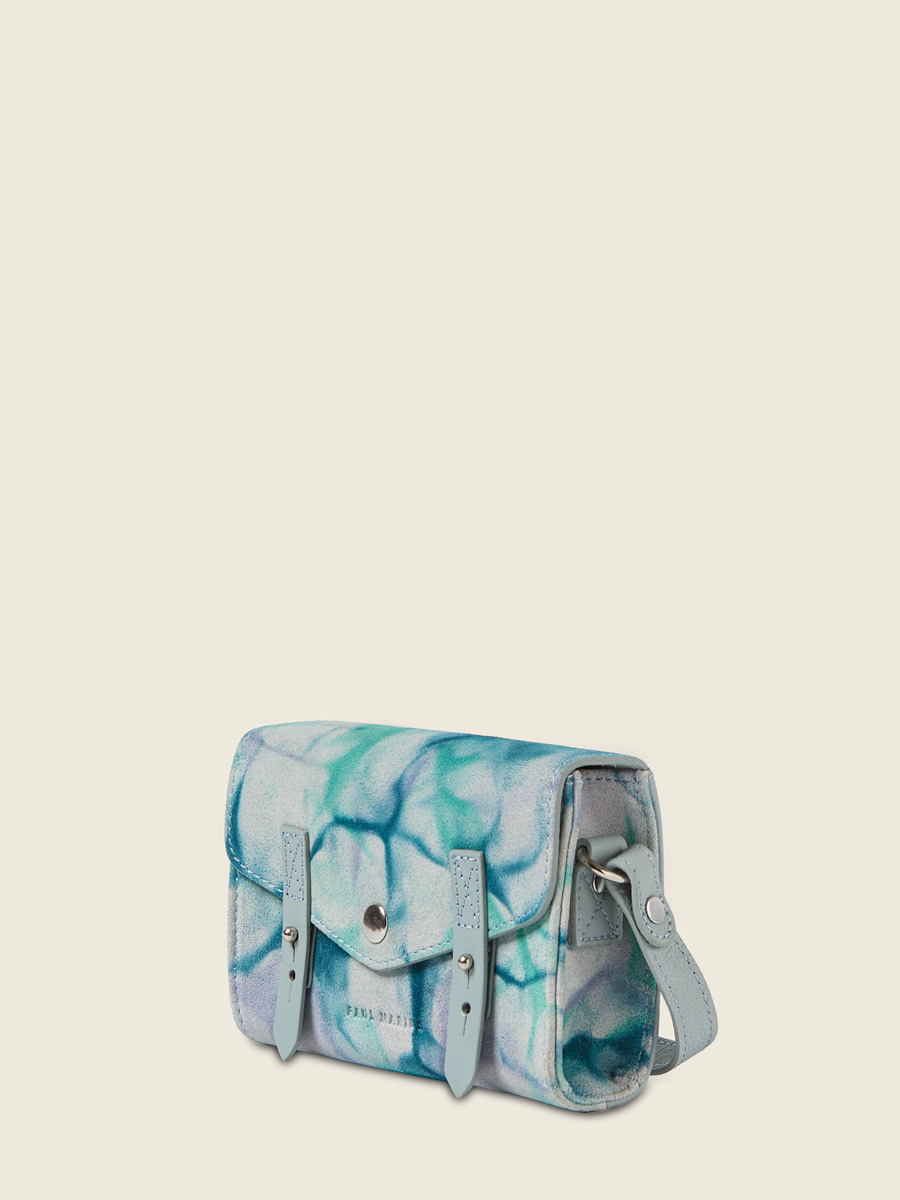 Petit sac bandoulière en cuir bleu LeMini Indispensable - Tie & Dye Bleu vue dos