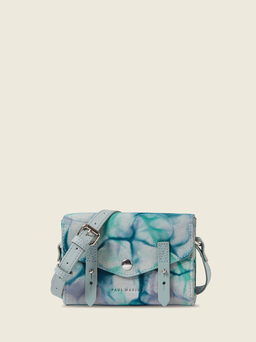 Petit sac bandoulière en cuir bleu LeMini Indispensable - Tie & Dye Bleu vue face