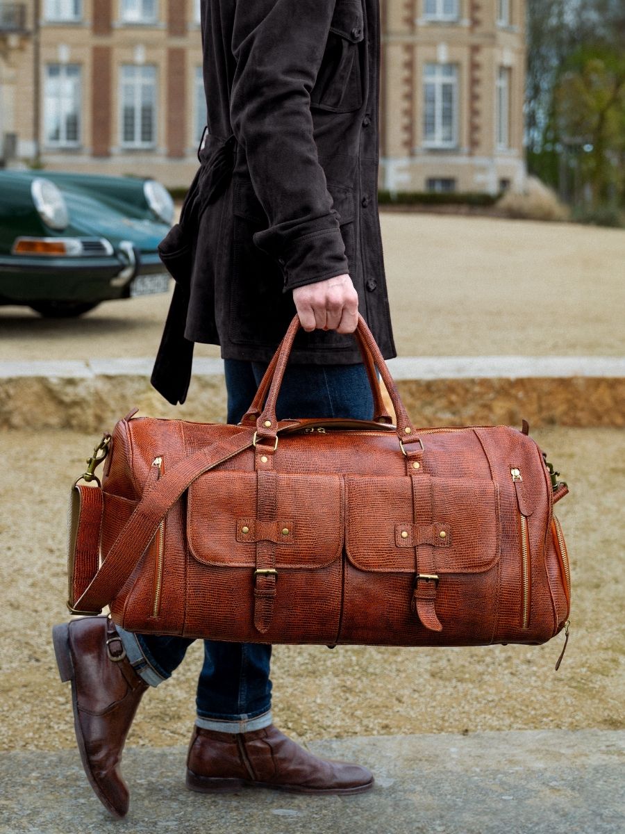 Le48h 1960 Ambre sac de voyage en cuir marron PAUL MARIUS