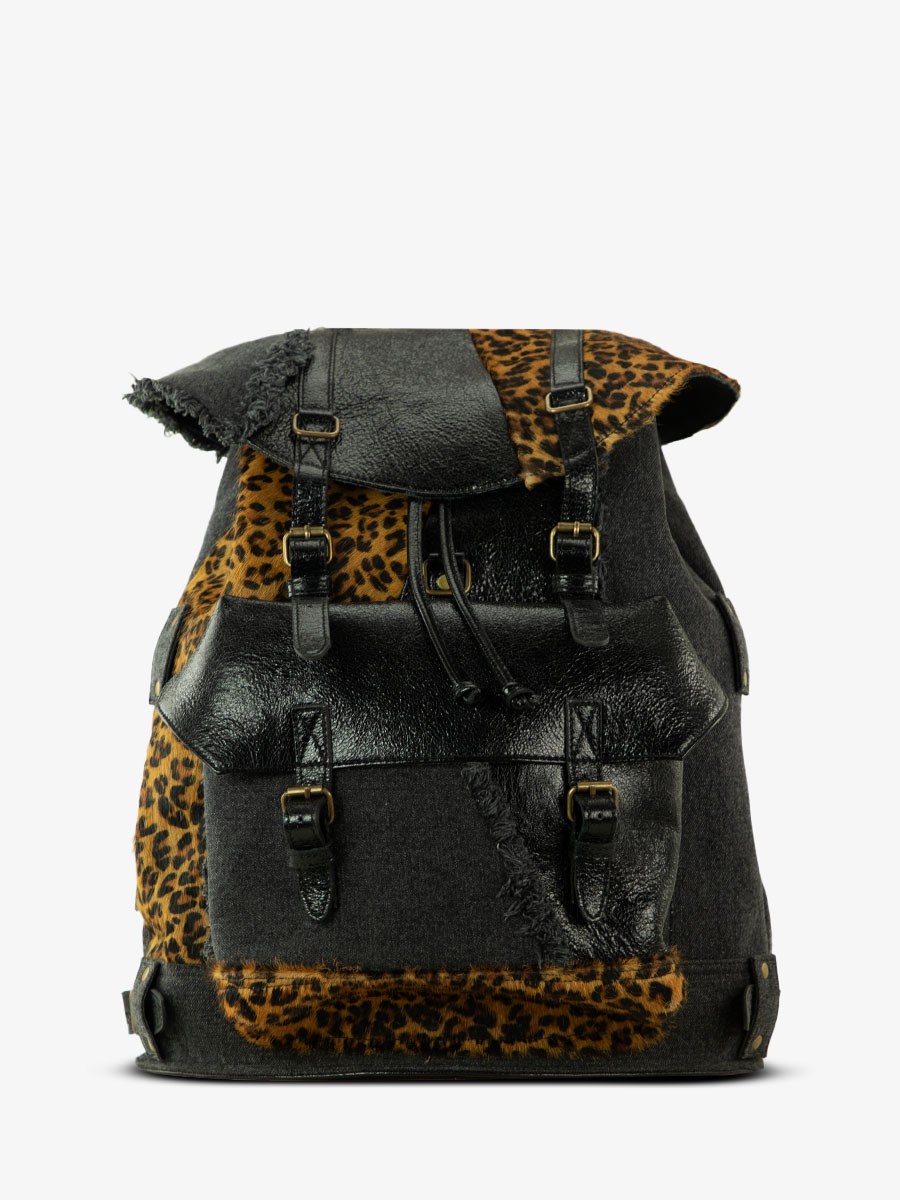 MonLegionnaire Chimere Denim Noir sac a dos cuir leopard et noir PAUL MARIUS