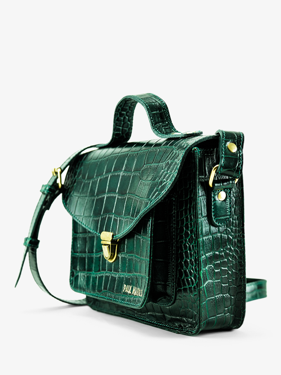 photo-vue-de-cote-sac-bandouliere-cuir-femme-mademoiselle-george-alligator-vert-paul-marius-w05-a-dg