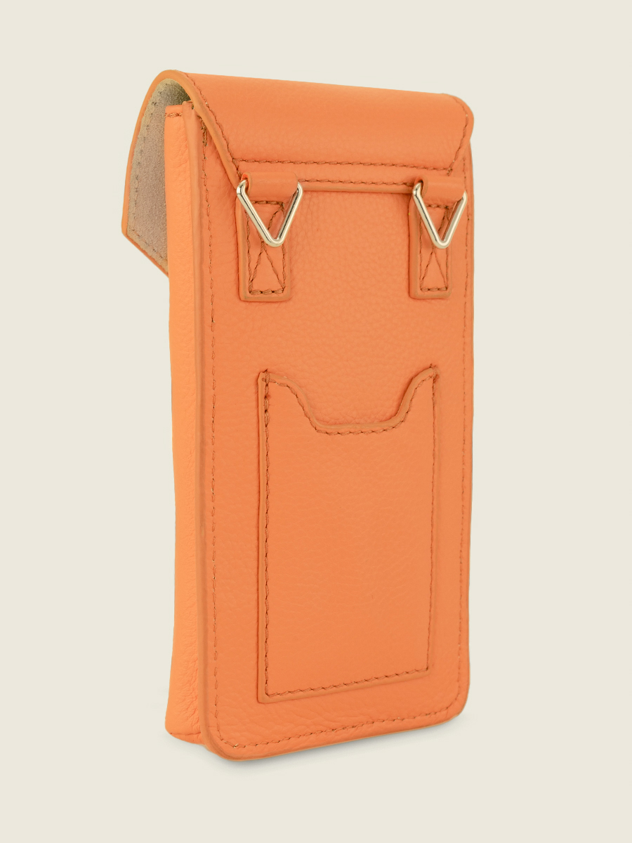 photo-vue-de-cote-sac-telephone-cuir-orange-eva-pastel-abricot-paul-marius-m71-pt-o