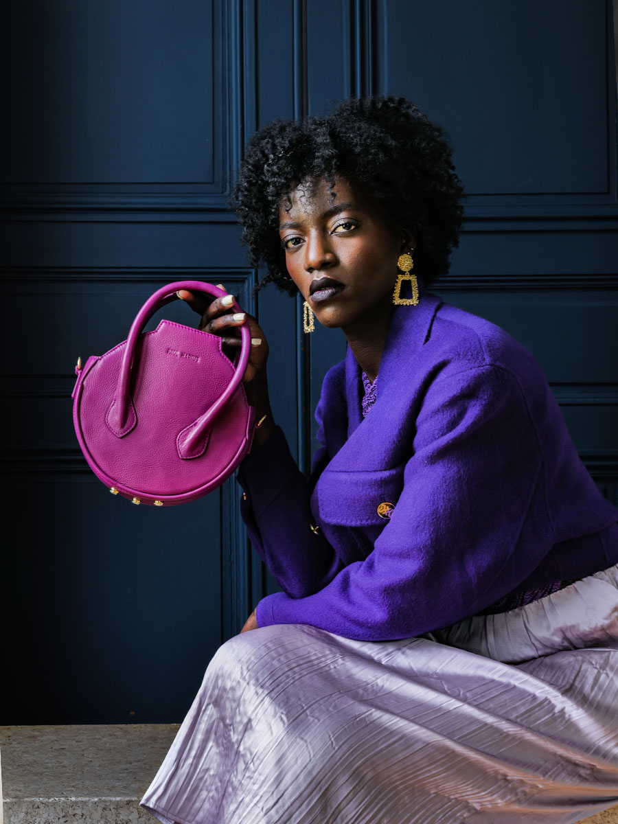 Aline Art Déco Zinzolin - sac à main cuir violet femme | PAUL MARIUS