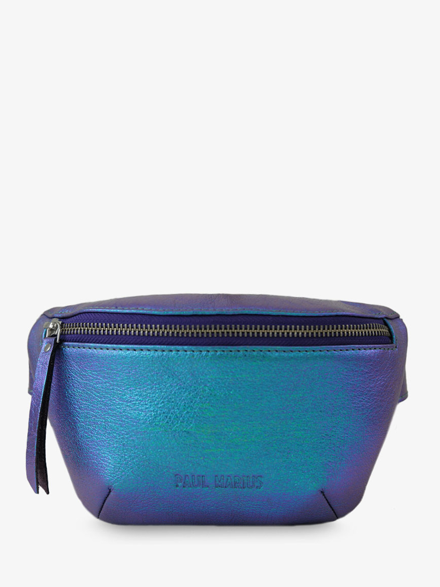 photo-vue-de-face-sac-banane-cuir-bleu-irise-femme-labanane-xs-scarabée-paul-marius-m503xs-p-blu