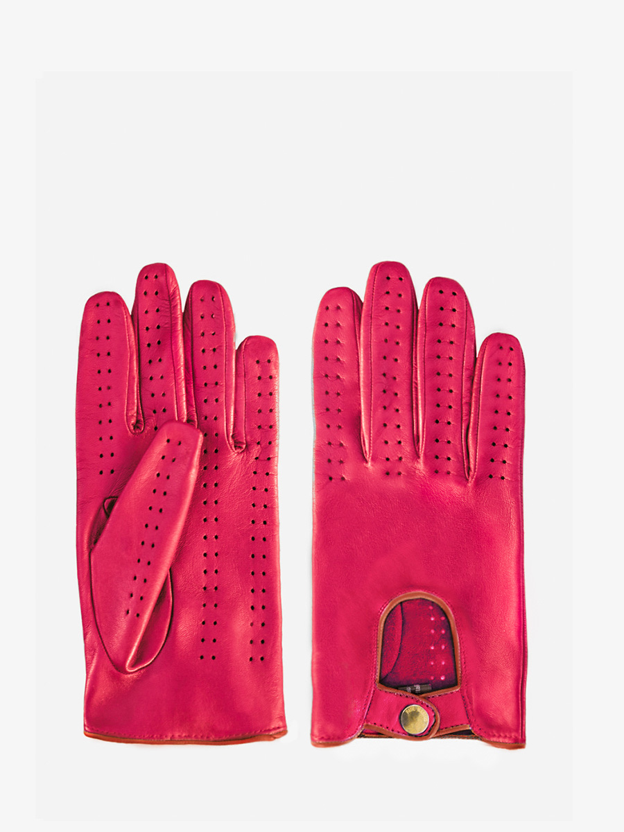 Gants Pilote Allure Fuchsia / Naturel - gants en cuir rose femme