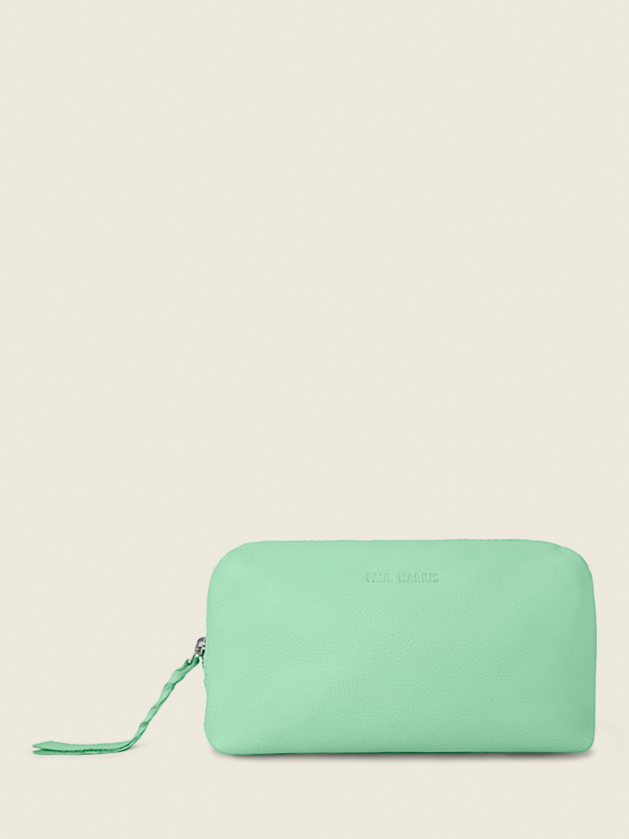 photo-vue-de-face-trousse-maquillage-cuir-vert-adele-pastel-menthe-paul-marius-m500-pt-gr