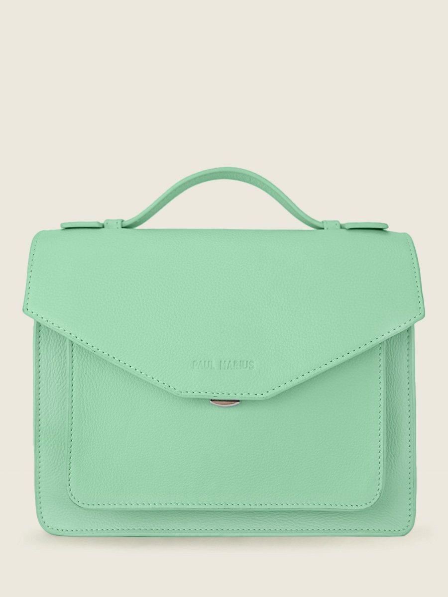 photo-vue-de-face-sac-main-cuir-vert-simone-pastel-menthe-paul-marius-w33-pt-gr