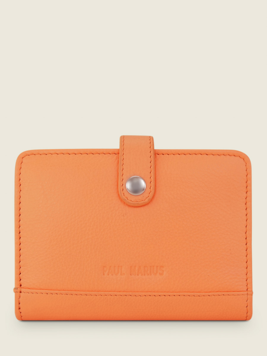 photo-vue-de-face-portefeuille-cuir-orange-jeanne-pastel-abricot-paul-marius-m34-pt-o