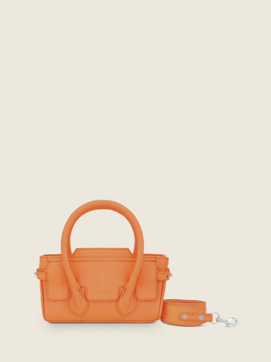 photo-vue-de-face-mini-sac-main-cuir-orange-madeleine-xs-pastel-abricot-paul-marius-w31xs-pt-o