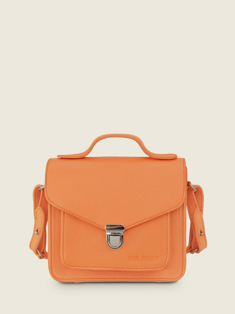 photo-vue-de-face-mini-sac-main-cuir-orange-femme-mademoiselle-george-xs-pastel-abricot-paul-marius-w05xs-pt-o