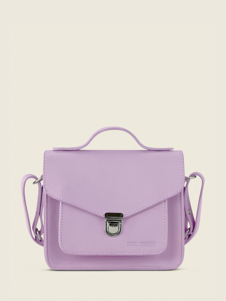 photo-vue-de-face-mini-sac-main-cuir-violet-femme-mademoiselle-george-xs-pastel-lilas-paul-marius-w05xs-pt-p