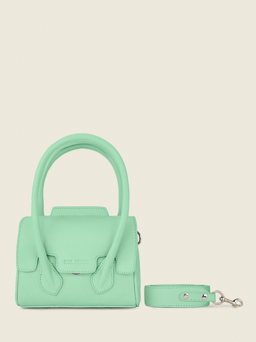 photo-vue-de-face-mini-sac-main-cuir-vert-colette-xs-pastel-menthe-paul-marius-w28xs-pt-gr