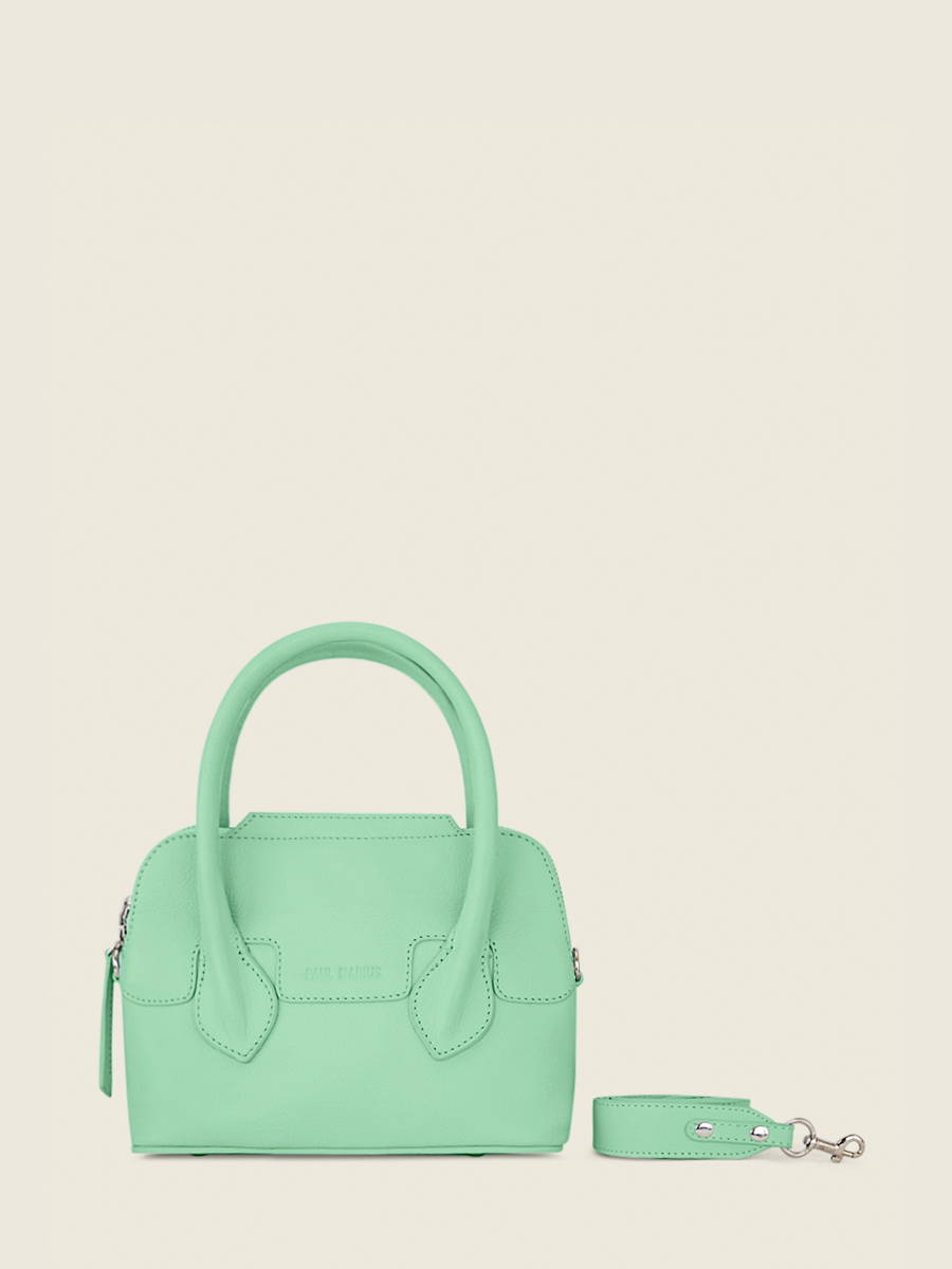 photo-vue-de-face-mini-sac-main-cuir-vert-gisele-xs-pastel-menthe-paul-marius-w32xs-pt-gr